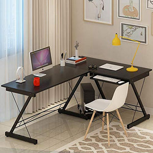 VIVICL L-Shaped Computer Desk Industrial Rustic Corner Desk, Space Saving, Large Gaming Desk 2 Person Table for Home Office Workstation,B