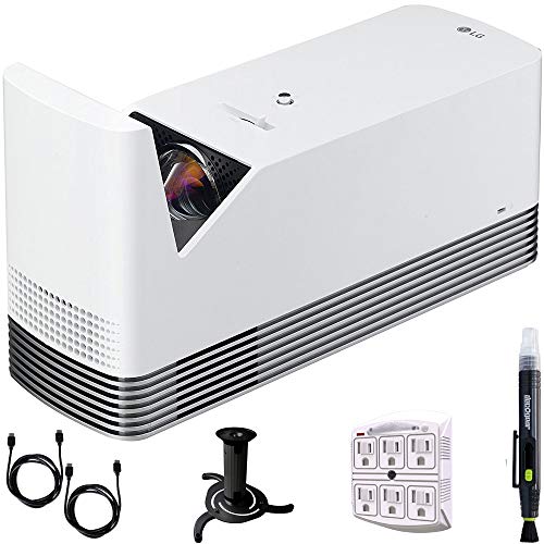 LG HF85JA Ultra Short Throw Laser Smart Home Theater Projector (2017 Model) White + 2 x 6ft High Speed HDMI Cable + Lens Cleaning Pen + Ceiling Bracket + 6-Outlet Surge Adapter