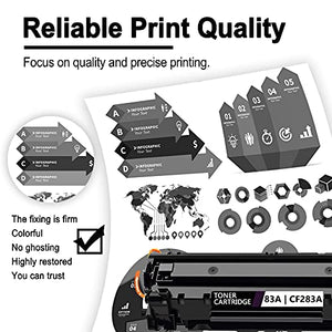 6 Pack Compatible Toner Cartridge 83A CF283A Replacement for HP Pro M201n M201dw MFP M225dn M225dw M125a M125nw M126nw M125r M126a Printer Ink Cartridge.