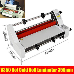 SHZICMY Hot Cold Roll Laminator 110V 13" V350 Digital Display Single&Dual Sided Laminating Machine 4 Rollers BOPP PTE Film (USA Stock)