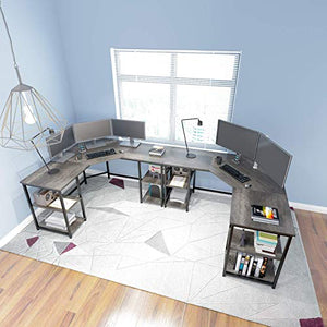 Elephance Large L-Shaped Desk with Shelves, Computer Corner Desk, Home Office Writing Workstation, Gaming Desk PC Laptop Table with Storage (56.9 Inch, Boak)