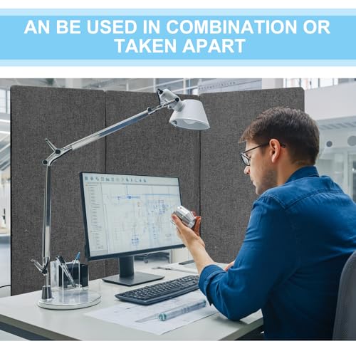 Pangda Privacy Divider 3-Pack, 72 x 66 Inch Acoustic Panel for Noise Reduction (Dark Gray)