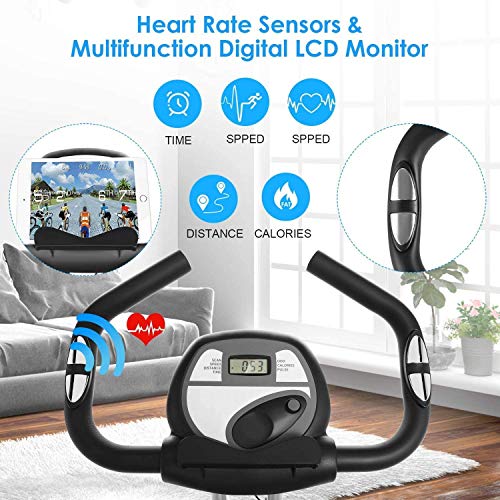 ANCHEER Folding Exercise Bike, Magnetic Indoor Cycling Bike Fitness Stationary Bike with App Connection, LCD Display and Heart Monitor - Perfect Home Exercise Device for Cardio