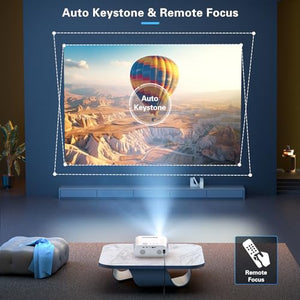 GooDee 4K WiFi Bluetooth Mini Projector with Auto Keystone & Remote Focus