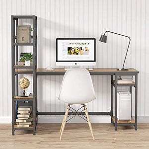 Tribesigns Reversible Computer Office Desk with 9-Tier Storage Shelves, 67 inch Large PC Laptop Study Writing Table Workstation with Hutch Bookshelf and CPU Stand for Home Office (Oak)