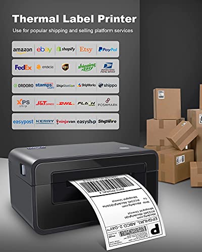 POLONO Label Printer - 150mm/s 4x6 Gray Thermal Label Printer, POLONO Packing Tape, 2.7 mil, 1.88" x 60 Yards, Total 360Y, 3" Core, 6 Rolls, Compatible with Amazon, Ebay, Etsy, Shopify and FedEx