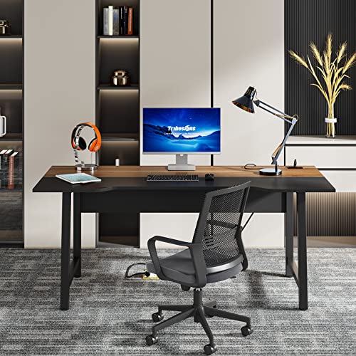 Tribesigns Extra Large L-Shaped Executive Desk with Power Outlet, File Cabinet, and Printer Stand