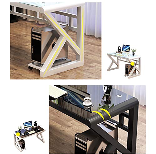 YWDNZ Home Office Desks Computer Desk, Desk, PC Laptop Desk, Workstation, Home Office Gaming Table, Simple Tempered Glass Computer Desk Learning Desk (Color : B)