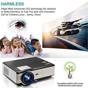 HD Video Projector 3500 Lumens 1080P Movie Gaming Projector LCD LED Multimedia HDMI USB TV AV VGA Audio for Laptop PC Smartphone DVD PS4 Xbox Wii Home Theater Outdoor Party with 10W Speaker