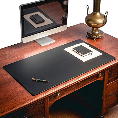 Dacasso Black Leatherette 38" x 24" Without Rails Desk Mat, 38 by 24-Inch