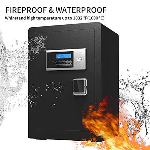 Security Safe Fireproof Waterproof Safe with Digital Keypad and Sensor Light, 2.3 Cubic Feet Large Sized Steel Security Keypad Lock Jewelry Passport Cash Money Gun Cabinet for Home Office Hotel