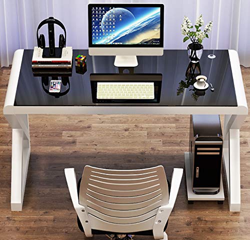 YWDNZ Home Office Desks Computer Desk, Desk, PC Laptop Desk, Workstation, Home Office Gaming Table, Simple Tempered Glass Computer Desk Learning Desk (Color : B)