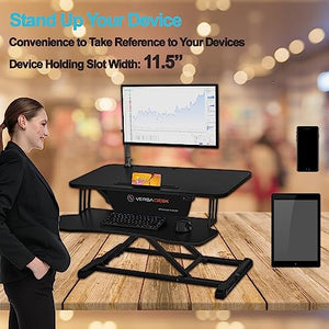VERSADESK PowerRiser 32 Inch Electric Standing Desk Converter for Dual Monitor, Laptop Workstation - Black
