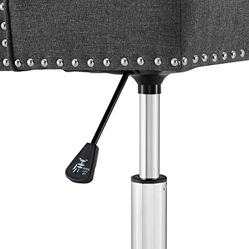 Modway Regent Tufted Button Upholstered Fabric Swivel Office Chair with Nailhead Trim in Gray
