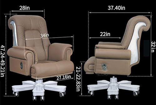 Kinnls Liam Big and Tall 650lbs Office Chair with Massage - Genuine Leather - Coffee
