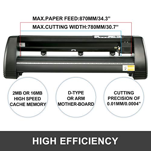 VEVOR Vinyl Cutter Machine 34 Inch Paper Feed Cutting Plotter Bundle Adjustable Force & Speed Vinyl Printer, LCD Display Windows Compatible Sign Making kit with Signmaster Software, Supplies, 3 Blades
