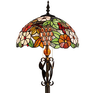 AVIVADIRECT Tiffany Floor Lamp Stained Glass Standing Reading Lamp 16x16x70 Inches