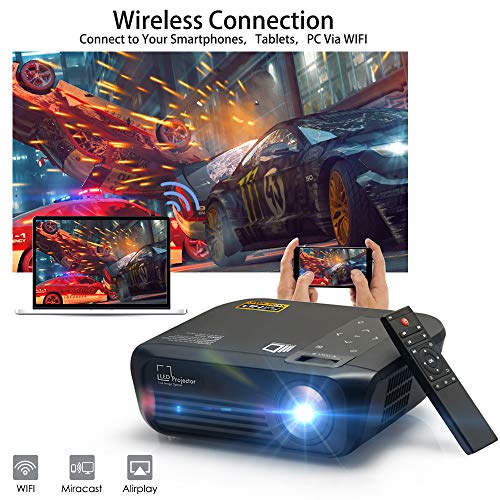CROSSMIND Smart WiFi Projector, Portable Native 1080P Full HD LED Video Projector, 5500 Lumen Movie Projector with Wireless Casting