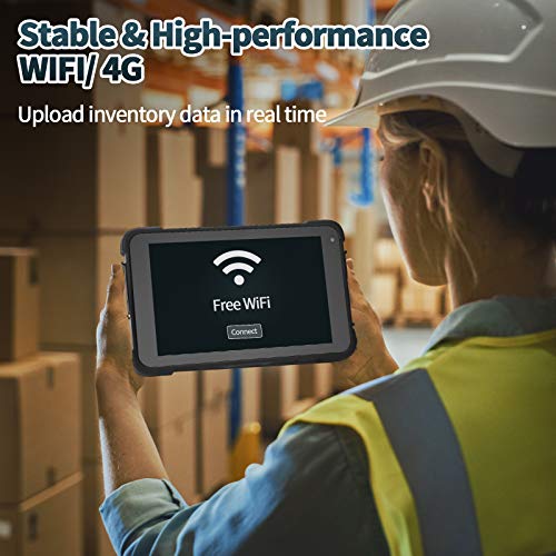 Rugged Android Tablet Barcode Scanner, Upgraded Android 9.0, Integrated Zebra 2D Scanner, 8 Inch Rugged IP67 Tablet, with GPS, WiFi, 4G, NFC for Warehouse Industrial Management, MUNBYN Scanner