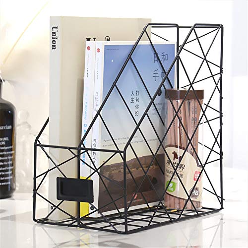 Desk Magazine Rack 2-Slot Wire Metal File Holder Organizer - Gold, 24.5×16×29