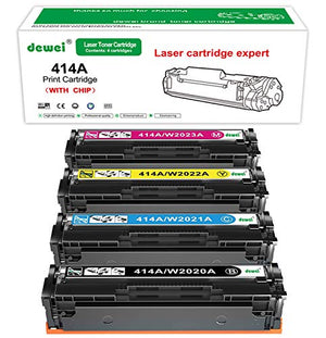 DeWei 414A (with chip) Compatible Toner Cartridge Replacement for HP 414A 414X W2020A W2021A W2022A W2023A HP Color Laserjet Pro MFP M479fdw M454dw M454dn M479fdn (4 pcs Pack, with CHIP)