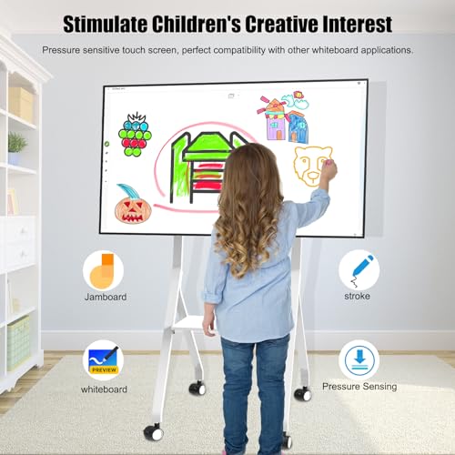 LINGHUFOX 55 Inch Flip Smart Board with Rotatable Stand, 4K Touch Screen Interactive Whiteboard