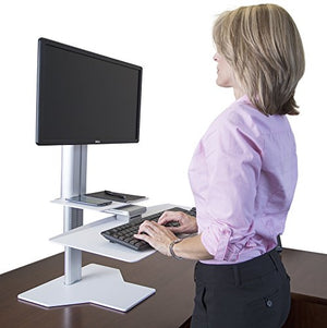 Uprite Ergo Sit2Stand Desktop Height Adjustable Workstation - Single Monitor - Silver/White