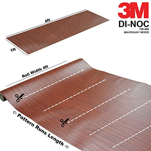 3M DI-NOC FW-886 MAHOGANY WOODGRAIN 4ft x 65ft (260 Sq/ft) Vinyl Film Series