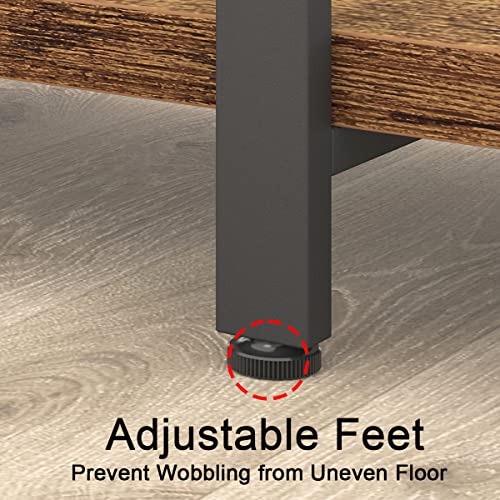 HSH Industrial Modern 6 Shelf Tall Bookcase, Open Wood & Metal Display Rack - Rustic Brown