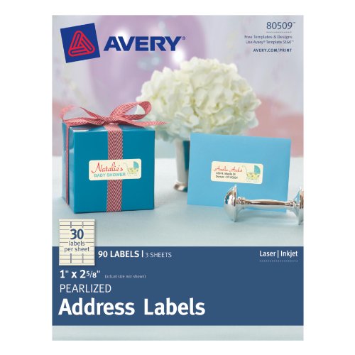 Avery Dennison Pearlized Address Labels, Pack of 90, 1"x2-5/8" (80509)
