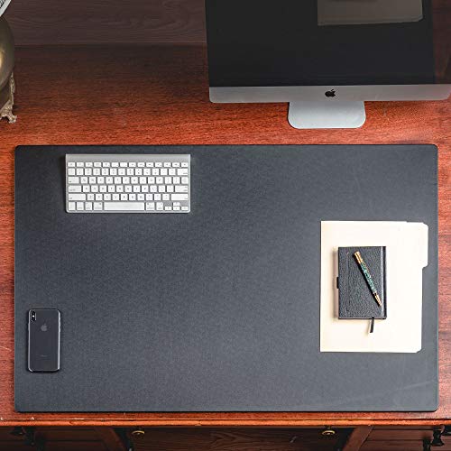 Dacasso Black Leatherette 38" x 24" Without Rails Desk Mat, 38 by 24-Inch