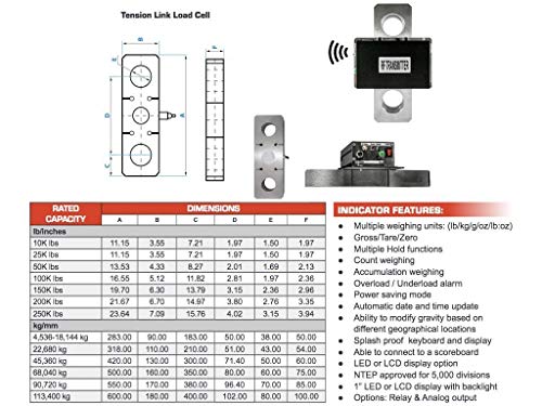 Liberty Scales Tension Link Crane Scale OP-927 (LED Display, 50K LBS X 20 LB)