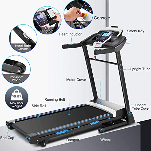 ANCHEER Treadmill for Home, 3.25Hp App Control Electric Folding Treadmills,Exercise Machine with Automatic Incline,Running Walking Machine for Office/Gym Cardio Use