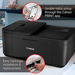 Canon PIXMA TR47 20 All-in-One Multifunction Wireless Color Inkjet Printer, Black - Print Copy Scan Fax - 4800 x 1200 dpi, 8.5 x 14, 2-Line LCD Display, Auto Duplex Printing, 20-Sheet ADF