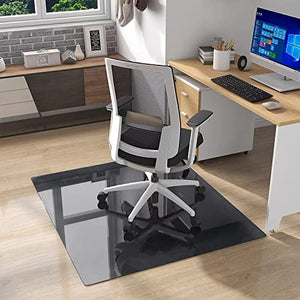 Natsukage Glass Chair Mat, 46" x 53" x 1/4" Thick Tempered Glass - for Carpet/Hardwood - Effortless Rolling, Easy to Clean