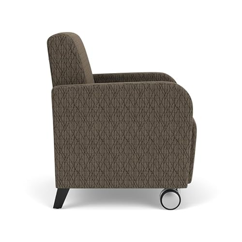 Lesro Siena Fabric Lounge Reception Guest Chair with Caster in Brown/Black