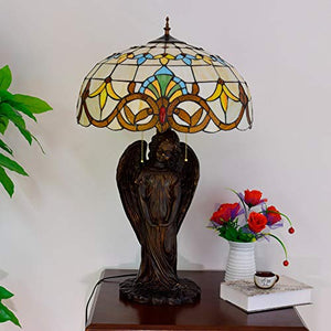 Xiaochen Antique Tiffany Table Lamp Yellow Glass Desk Lamp