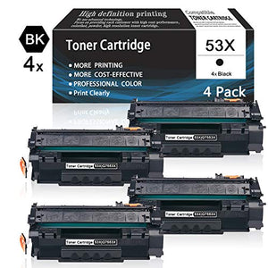 Black 53X | Q7553X 4-Pack Toner Cartridge Compatible for HP Printer P2014 P2014n P2015 P2015d P2015dn P2015x M2727nf Multifunction Printers Toner Cartridge,Sold by AcToner.