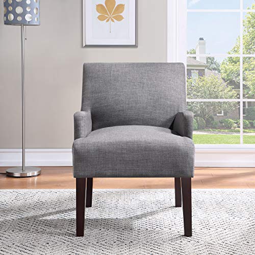 Work Smart Main Street Upholstered Guest Chair with Espresso Finish Accents, Cement Grey Fabric