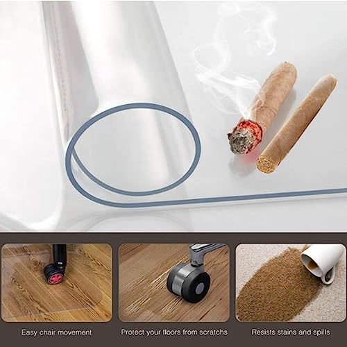 HOBBOY Clear PVC Chair Mat for Hard Wood/Tile Floors, Extra Long Carpet Protector - 1.5mm Thick