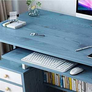 XIANGGUI 1983 Computer Table Home Office Desktop PC Desk with Keyboard Tray and CPU Holder - Multifunctional Writing Table with Storage Drawers and Shelves (Color: C)