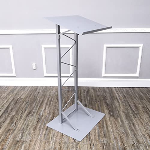 FixtureDisplays 25" Single Truss Podium - Silver Lectern Pulpit