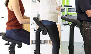 LeanRite Elite Ergonomic Standing Desk Chair for Posture and Back Pain Relief with Anti Fatigue Mat and Xtra Seat Cushion