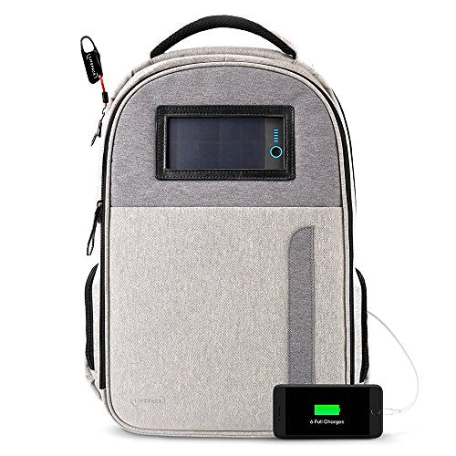 Lifepack Solar Powered and Anti-Theft Backpack with laptop storage