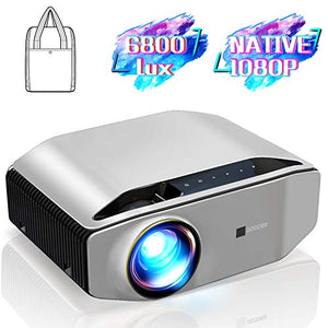 GooDee YG620 Native 1080p Projector 6800 Lux 300" Full HD LCD Video Projector 1920x1080 Home & Business & Outdoor Projector, Compatible with iPhone, Android, PC, PS4, TV Stick, HDMI, VGA, USB, etc