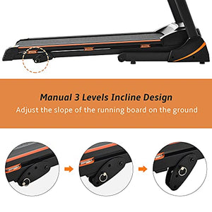 JULYFOX Folding Running Treadmill Soft Drop, Incline Quiet Electric 2.25 HP Motorized Home Running Walking Jogging Exercise Machine W/Heart Rate Monitor Cup Holder Safety Key