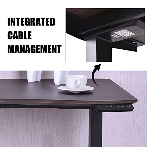 Tangkula Dual Motor Standing Desk Electric Height Adjustable Ergonomic Stand Up Desk Home Office Workstation (Brown)