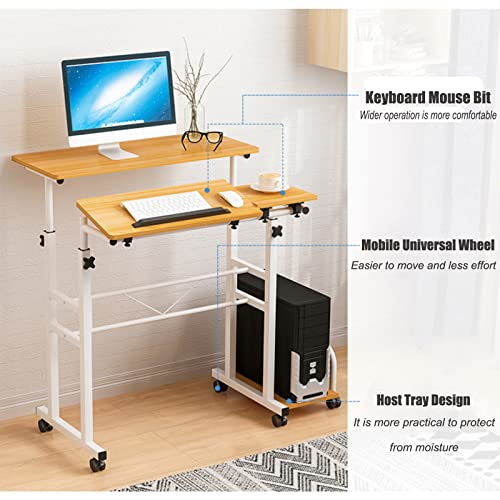 HH&DD Mobile Standing Desk,Adjustable Rolling Laptop Desk with Wheels,Reversible Home Office Laptop Workstation for Home Office-A 80x58cm(31x23inch)