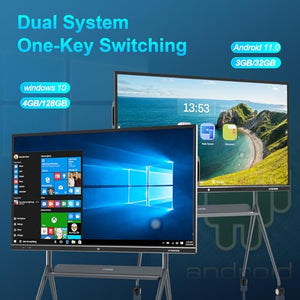 JYXOIHUB 86" Interactive Whiteboard with 4K UHD Touch Screen - Dual System - Conference Ready