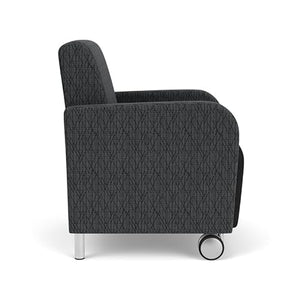 Lesro Siena Polyurethane Lounge Reception Guest Chair in Black/Steel